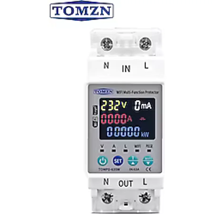Tomzn Kaçak Akım Koruma Rölesi Yüksek Voltaj ve Akım Koruyucu Röle 63A Wifi TOMPD-63SW