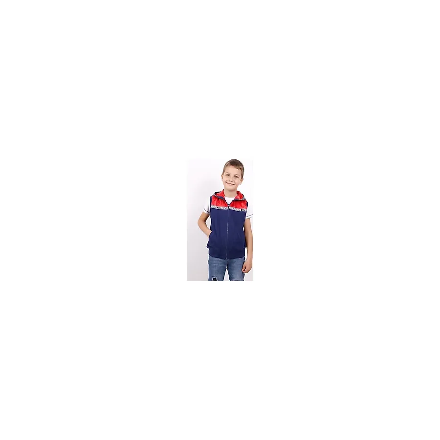 Toontoy Erkek Çocuk Şeritli Kapüşonlu Yelek Lacivert 6 YAŞ