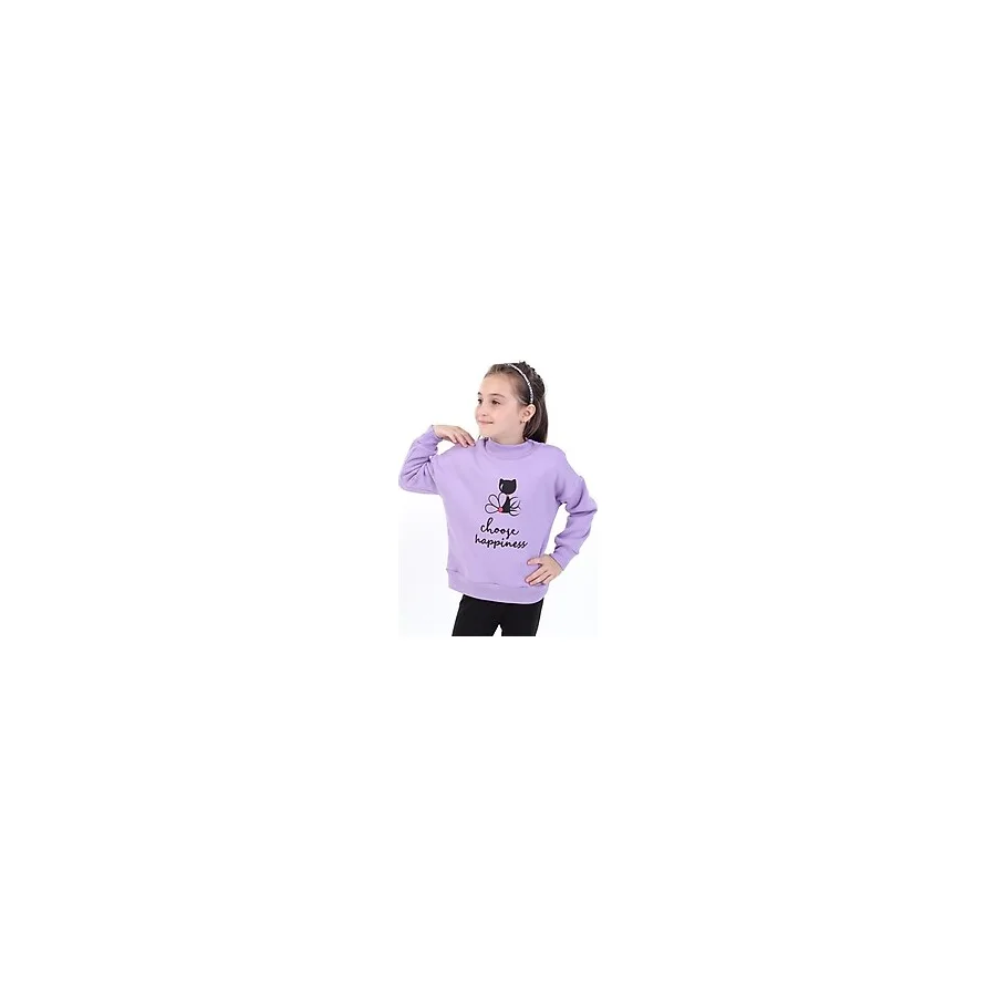 Toontoy Kız Bebek Baskılı Sweatshirt - 9 Ay - Lila
