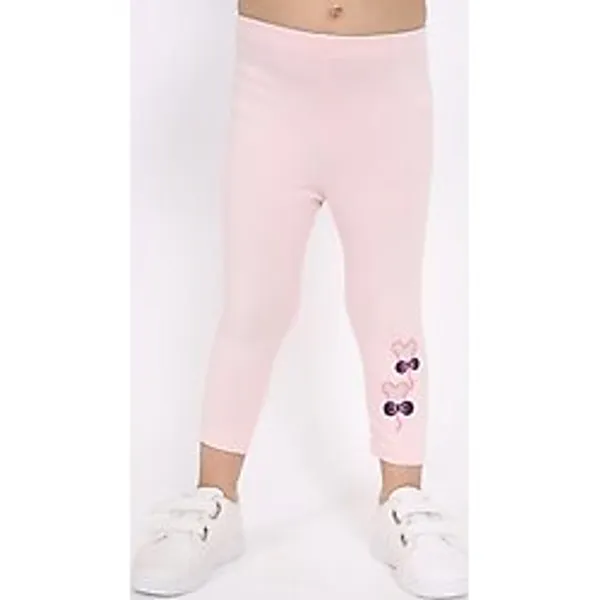 Toontoy Kız Bebek Paçası Nakışlı Tayt Pudra 6 AY
