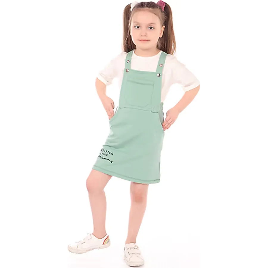 Toontoy Kız Çocuk 2li Salopetli Takım