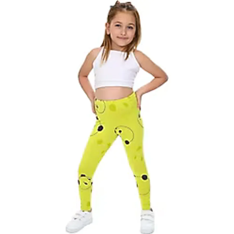 Toontoy Kız Çocuk Baskılı Tayt - 3 Yaş - Açık Yeşil