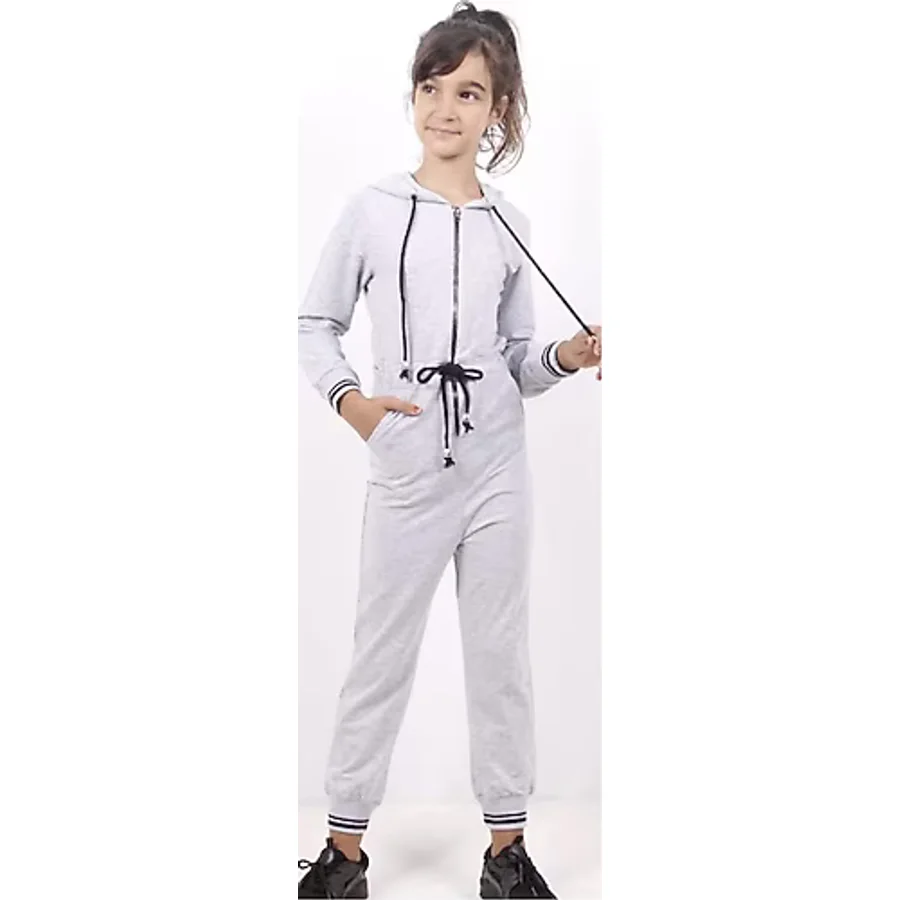 Toontoy Kız Çocuk Beli Bağçıklı Kapşonlu Tulum