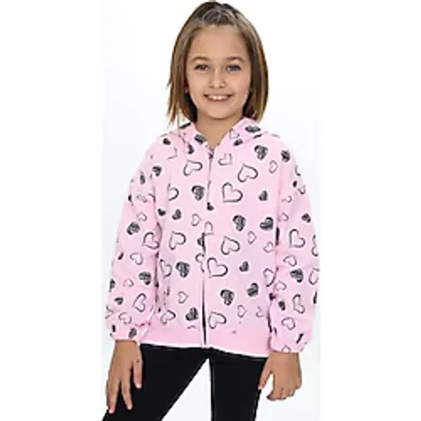 Toontoy Kız Çocuk Kapüşonlu Hırka Pembe 5 YAŞ