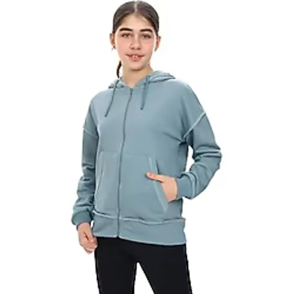 Toontoy Kız Çocuk Kirli Dikişli Kapüşonlu Hırka Mavi 10-11 YAŞ