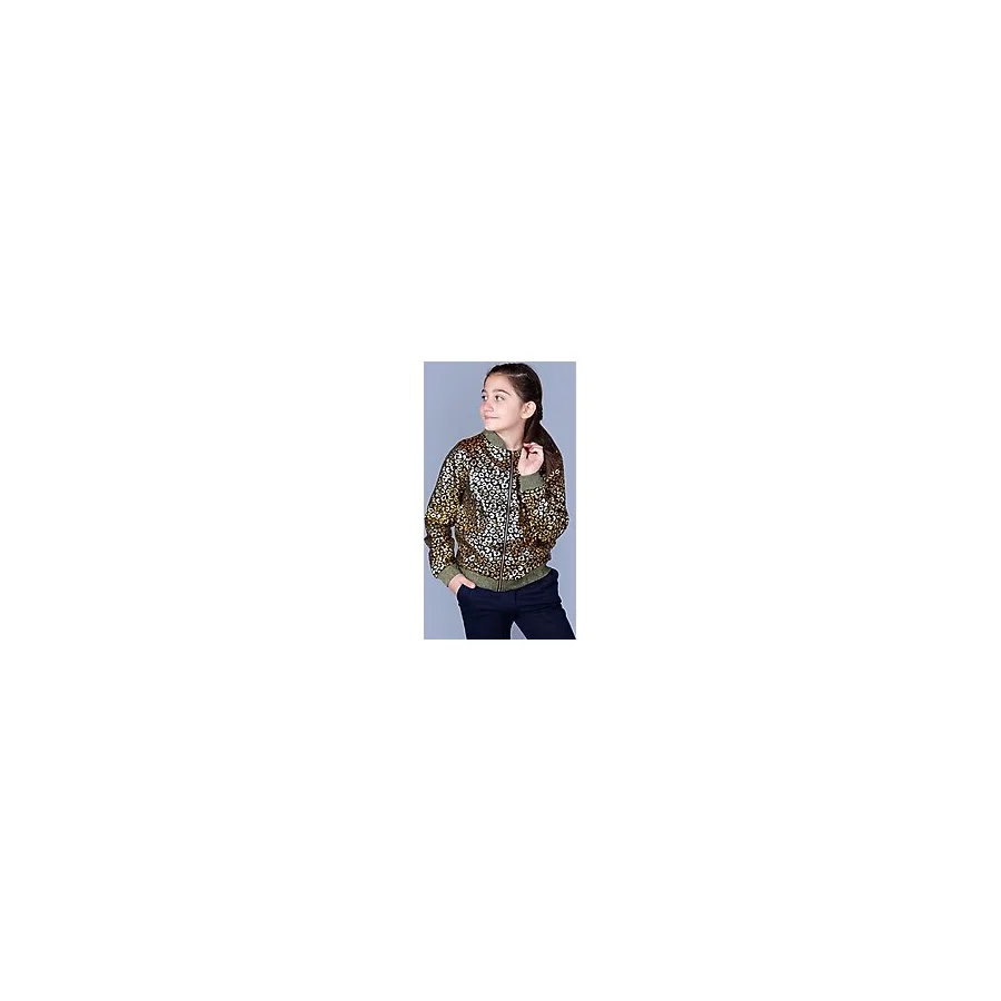 Toontoy Kız Çocuk Leopar Desenli Parlak Hırka