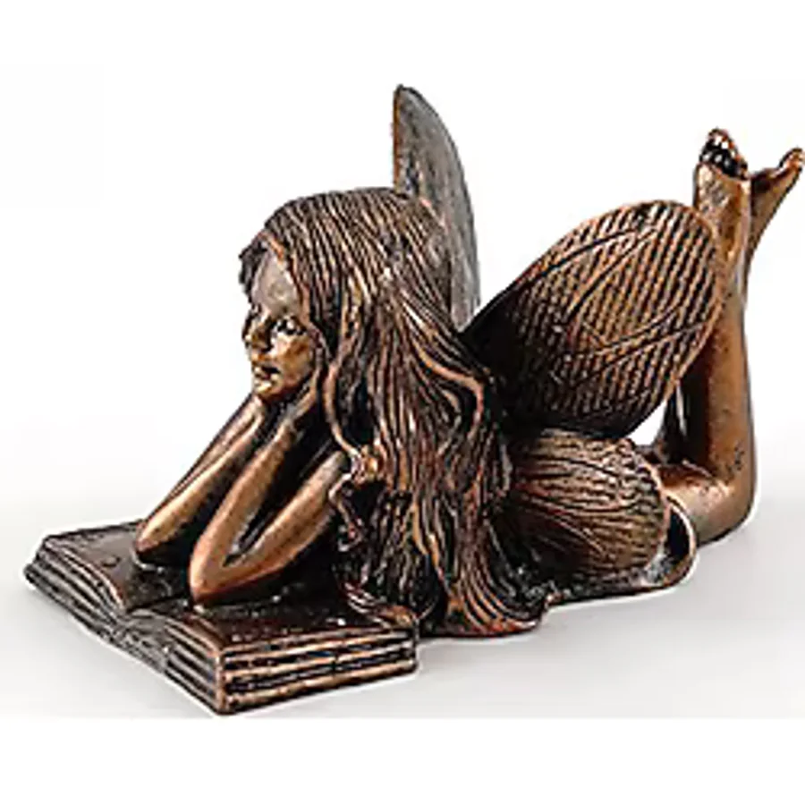 Top Collection 4386 Minyatür Bahçe ve Teraryum Peri Okuma Heykeli, Küçük, Bronz