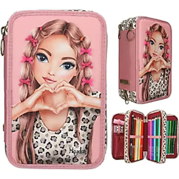 TOP Model 3 Katlı İçi Dolu Kalem Çantası Leoheart 413640