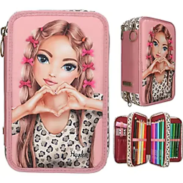 Top Model by Depesche 3 Katlı Içi Dolu Kalem Çantası Leoheart 413640 - Renkli
