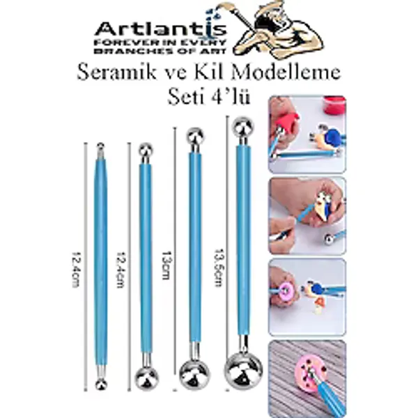 Top Uçlu Seramik Ve Kil Modelleme Seti 4 Lü 1 Paket Polimer Kil Şekillendirme Çömlek Oyma Çiçek Marzipan Mandala Top Ütü