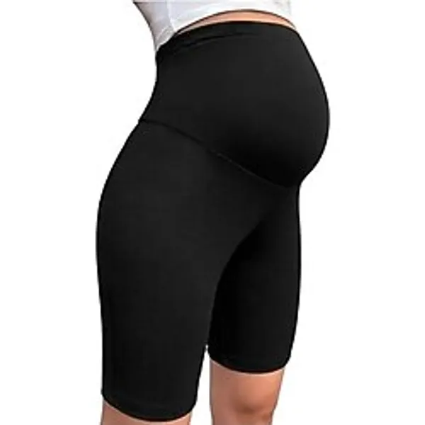 Toparlayıcı Siyah Beli Ayarlanabilir Ince Likralı Penye Hamile Kadın Şort Tayt, Siyah5, L/XL