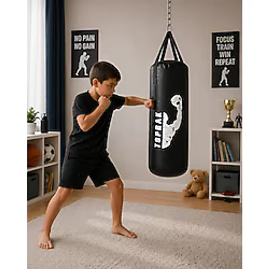 Toprak Sport ELDİVEN Hediye 50 cm Boks Siyah Torbası Karabina Hediyeli