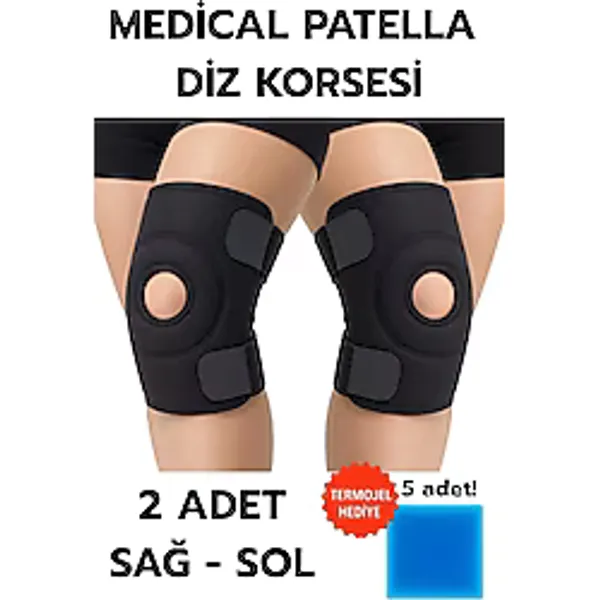 Topuk Çorabı 2'Li Sağ Sol+ Medical Patella Destekli Dizlik + Termojel - Ortopedik Destek Seti