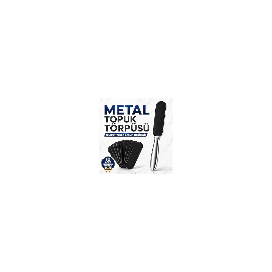 Topuk Törpüsü Ayak Bakım Ölü Derici Giderici + 10 Adet Yedek Başlık Metal Törpü Nasır Temizleme Bakım Rende Kırmed