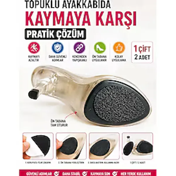 Topuklu Ayakkabı Kaydırmaz Tabanlık Kendinden Yapışkanlı Kayma Önleyici 1 Çift 2 Adet Ped