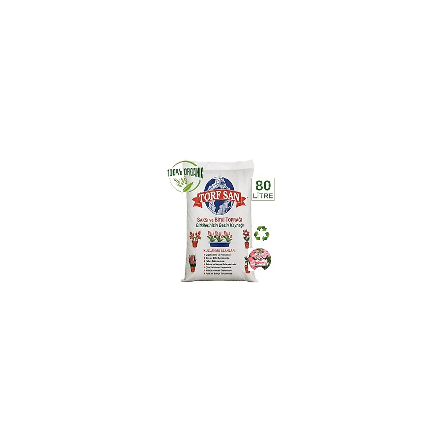 TORFSAN 80 Litre Saksı, Bahçe ve Çiçek Toprağı Torf +Perlit + Organik Karışımlı