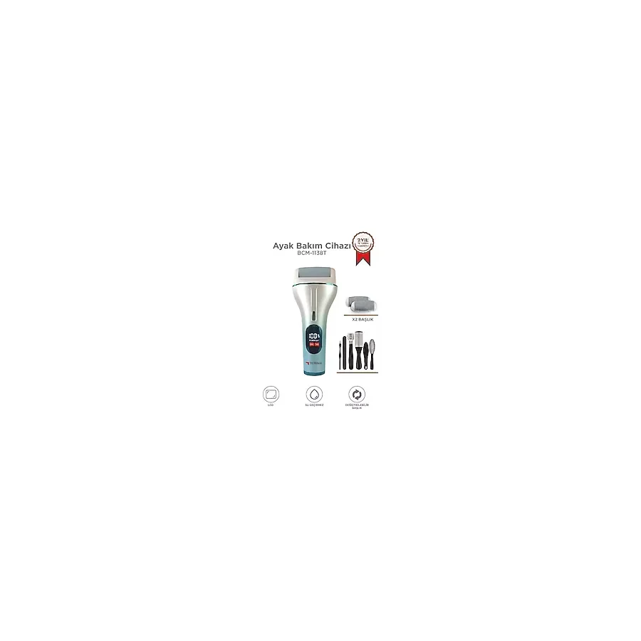 Torima Bcm-1138T Beyaz Led Ekran Göstergeli Turbo Modlu Su Geçirmez Ayak Bakım Törpüsü