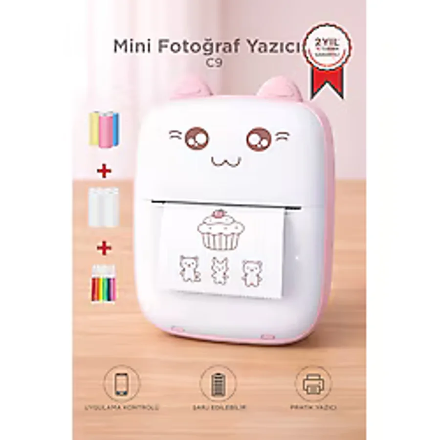 Torima C9 Mavi Mini Yazıcı Mini Taşınabilir Termal Yazıcı Kablosuz Bağlantı Ap Kontrol