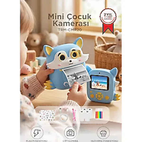 Torima Dijital Fotoğraf Makineleri Çocuk Termal Resim Kağıt Baskılı Yazıcı Kamera Video Makinesi CMR20 Mavi