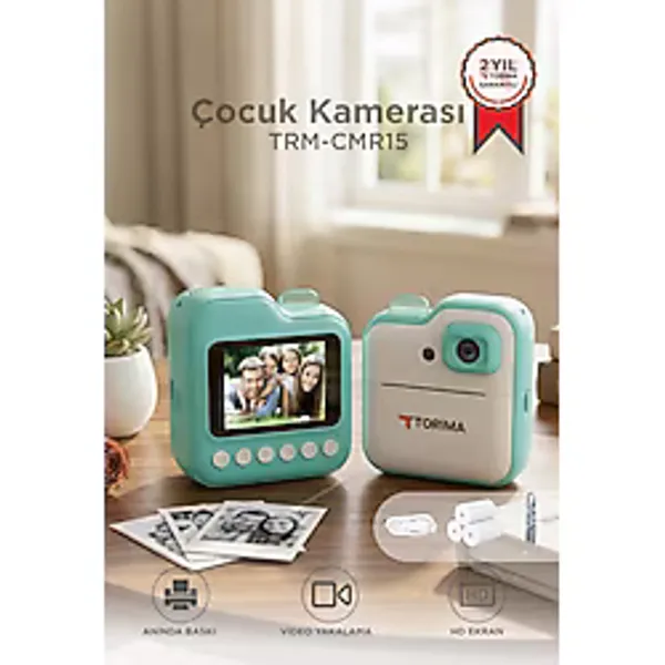 Torima Dijital Fotoğraf Makineleri Çocuk Termal Resim Kağıt Baskılı Yazıcı Kamera Video Makinesi Cmr15 Yeşil