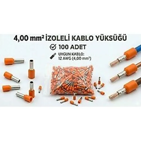 Tork 4 mm Izoleli Kablo Yüksüğü - 12 Awg - Turuncu Renk - 100 Adet