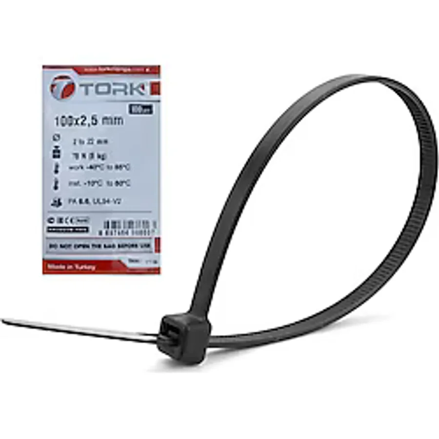 Tork Plastik Kelepçe Kablo Bağı 100'Lü 100x2.5mm Siyah