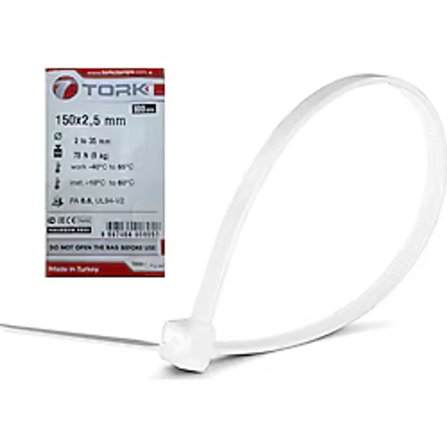 Tork Plastik Kelepçe Kablo Bağı 100'lü 150x2.5mm Siyah