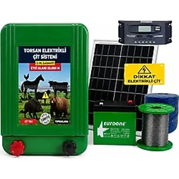 Torsan Güneş Panelli Eko Plus 1500 Elektrikli Çit Sistemi Domuz - Ayı Kovucu 1500mt