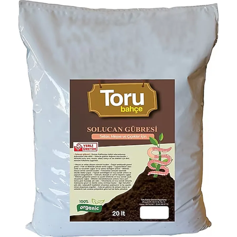 Toru Bahçe Solucan Gübresi Toprak Düzenleyici Solucan Gübresi 20 lt