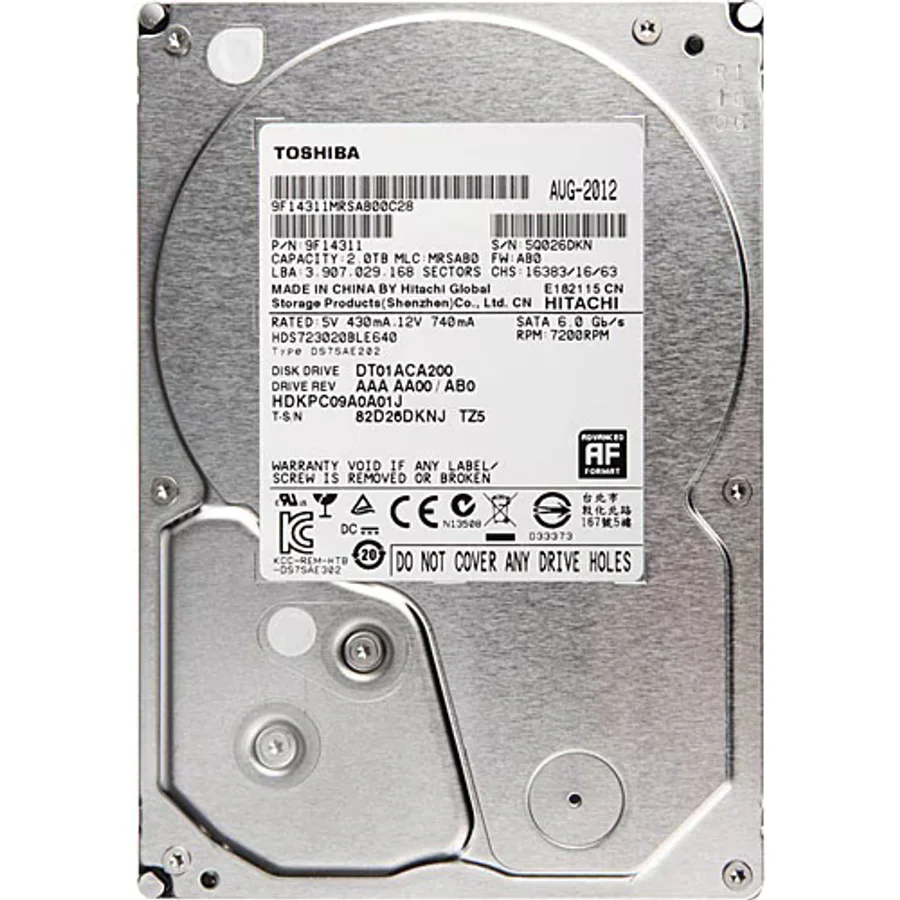 Toshiba DT01ACA200 SATA 3.0 7200 RPM 3.5" 2 TB Harddisk