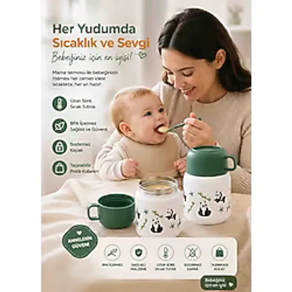Touch Me Bebek Mama ve Yemek Termosu - Çocuk Yetişkin Paslanmaz Çelik Termos Okul, Iş ve Seyahat İçin Taşınabilir