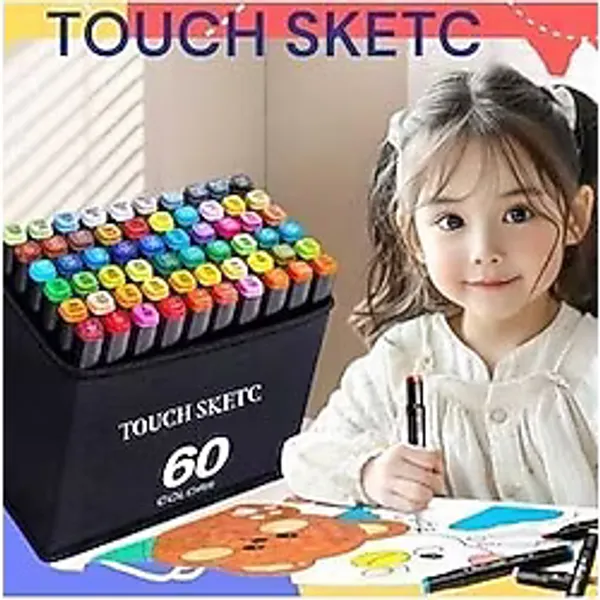 Touch Sketc 60 lı 'Çift Taraflı Marker Kalem Seti Çanta Siyah Model - 60'lı