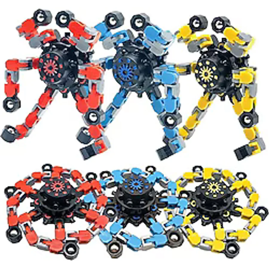 Toyaş Mavi Fidget Spinners Dönüştürülebilir Zincir Robot Oyuncak Stres Çarkı 1 Adet