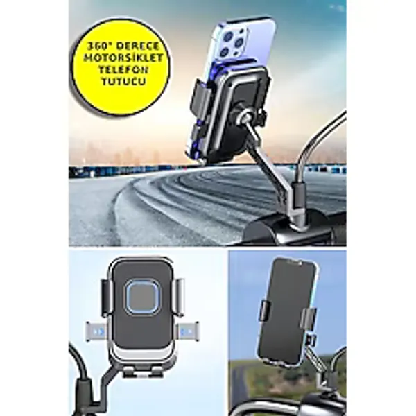 TOYFEST 360 Derece Dönebilen Dikiz Aynası Versiyonu Telefon Tutucu Motor,Motosiklet,Bisiklet ,Scooter İçin