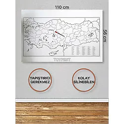 TOYFEST Duvara Kendiliğinden Manyetik Yapışan Yazılıp Silinebilen Türkiye Haritası 110 X 56 Cm