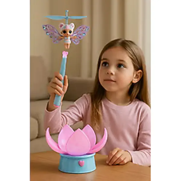 TOYFEST L.O.L Sihirli Uçan Peri Bebek LED Işıklı Küre ve Sihirli Asa ile Uçan Oyuncak Kız Bebek - 1 ADET
