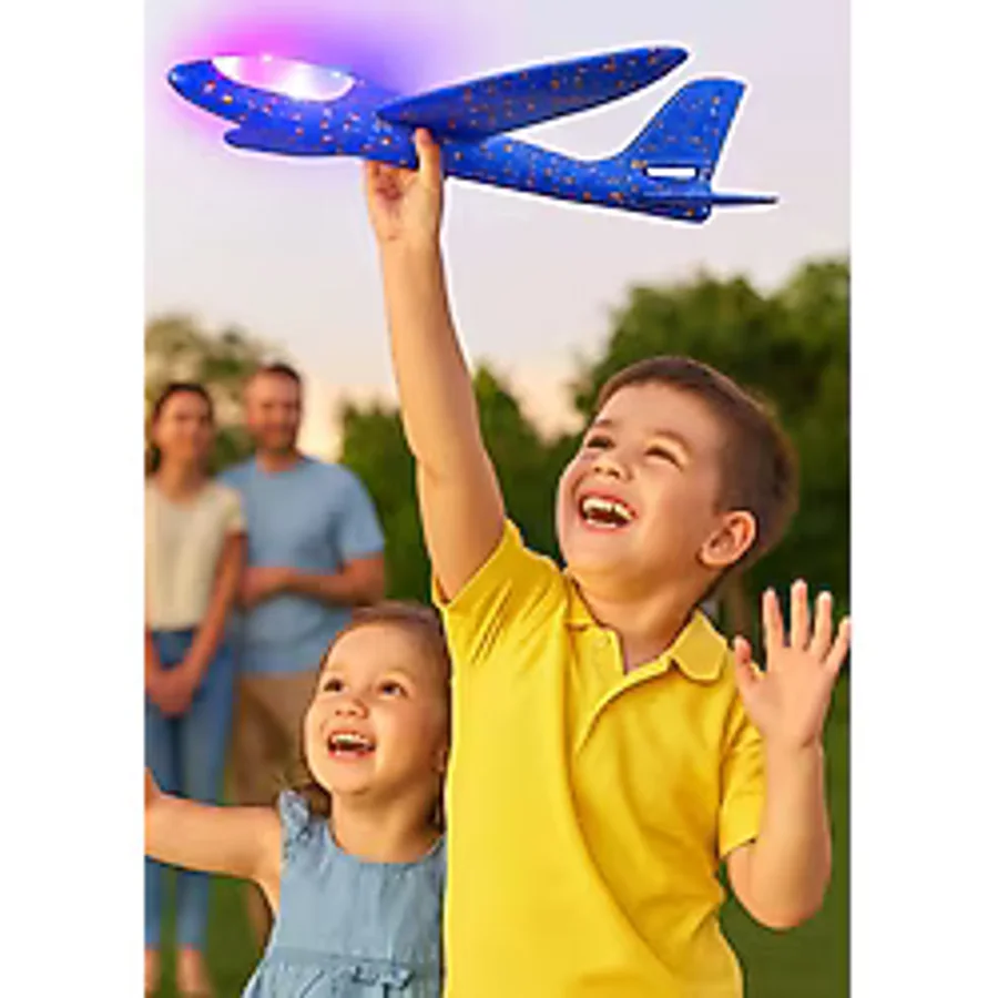TOYFEST LED'li Işıklı Köpük Dev Fırlatma Uçak - 45 CM - Tekli Mavi Model