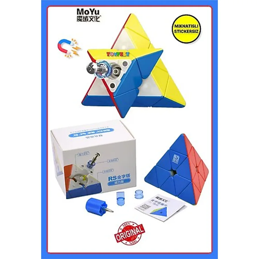 TOYFEST Moyu Rs Pyramid Magnetic Cube - Mıknatıslı Standlı Tornavidalı Stickersız Akıl Zeka Rübik Küp