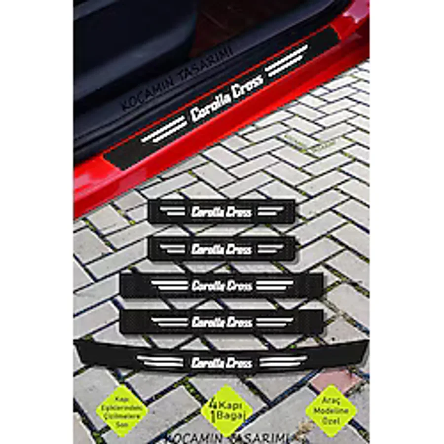 Toyota Corolla Cross Karbon Kapı Eşiği Ve Bagaj Koruyucu Set Çizilmeye Dayanıklı Sticker Folyo Corolla Cross Yazılı