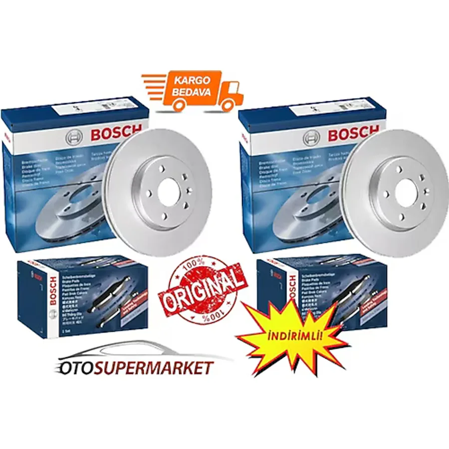 Toyota Corolla Uyumlu/Auris Ön Arka Fren Disk Balata Set 2013-2018 Bosch