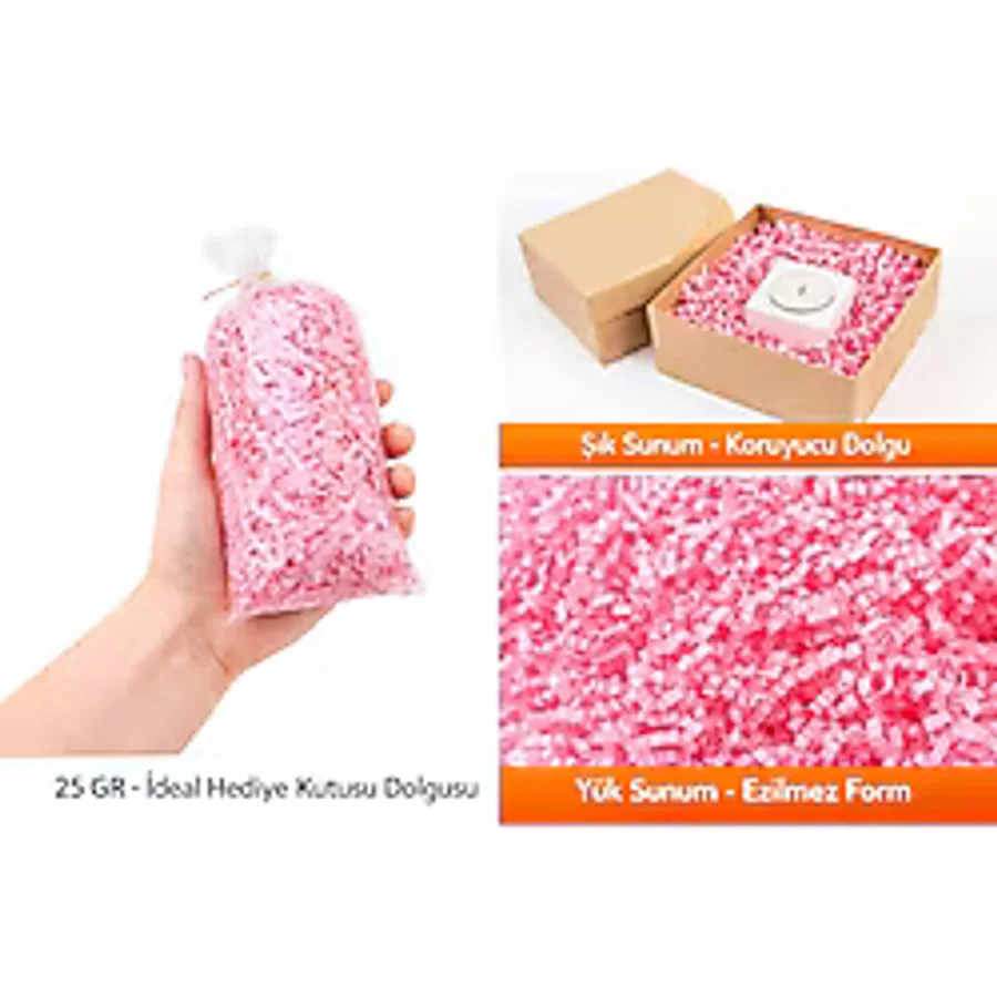 Toz Pembe Z Zigzag Kırpık Kağıt - Hediye Kutu İçi Dolgu Süsleme ve dolgu Malzemesi 25 gr