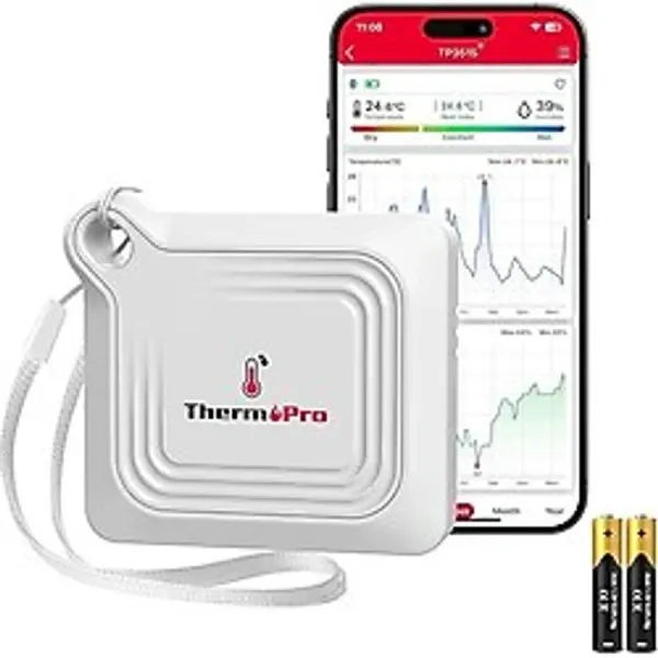 TP351 Bluetooth Akıllı Iç Mekan Termometre ve Nem Ölçer, 80M Menzilli Mobil Uygulama Destekli ve Işıklı Higrometre - 001-Beyaz - Option-1