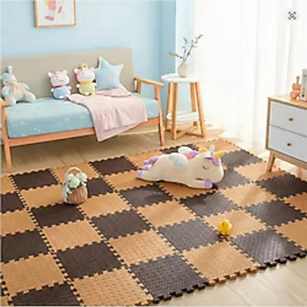 Tr 9 Parça Set 33X33 13MM Tatami 100X100 Kurulumlu Oyun Spor Halısı Minderi Puzzle Minder Zemin Kaplama (Kahverengi-Taba)