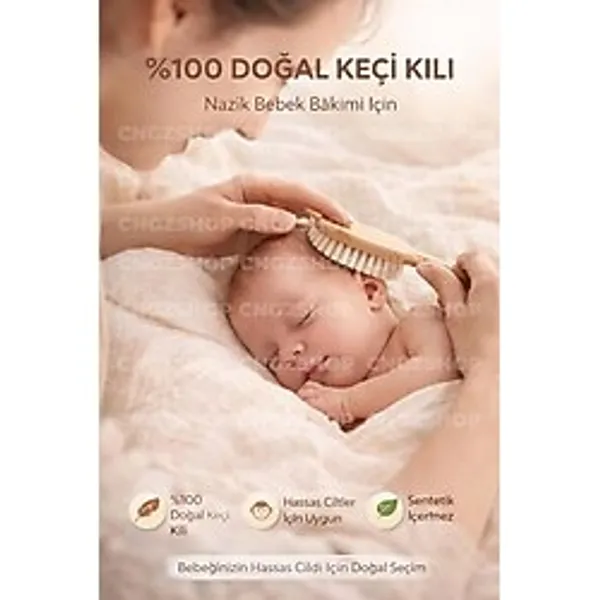 Tr Doğal Keçi Kılı Bebek Saç FIRÇASI,%100 Doğal Yumuşak Kıllı Yenidoğan Bebek Tarağı - Çok Renkli - Genel