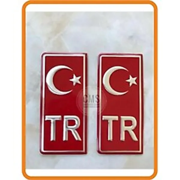 Tr Plaka Krom Sticker 2'li - Türkiye Plaka Krom Stıcker - Türkiye Plakalık Krom