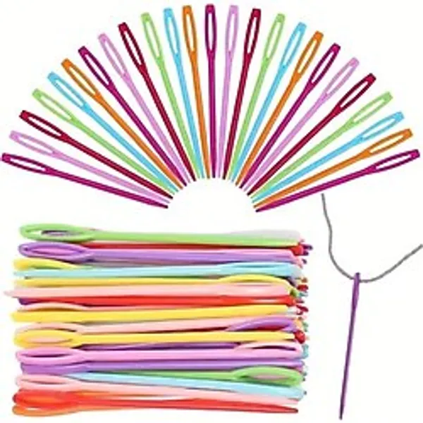 Tr Tineke 25 Adet 6 Renk 9 cm Karışık Plastik Yün Iğnesi, Çocuklar İçin Eğitici Iğne - 1 - 0