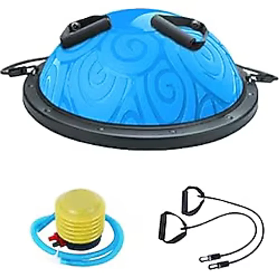 Trainer Bosu Ball, Desenli Bosu Ball, Denge Yarım Pilates Topu MAVİ