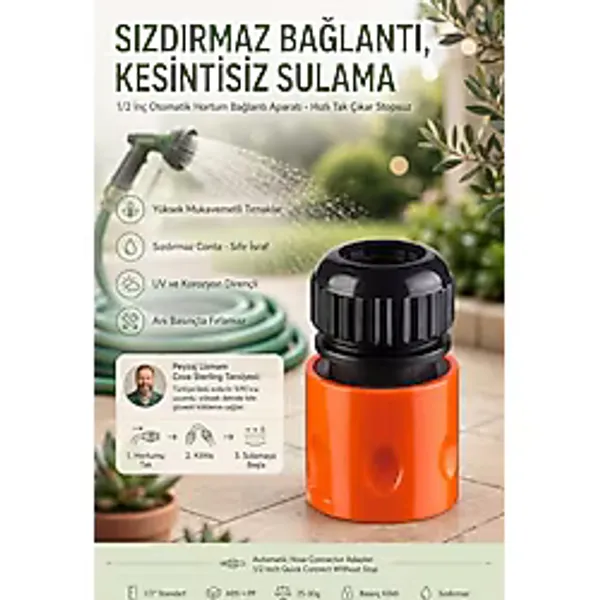 Transformacion 1/2 İnç Otomatik Hortum Bağlantı Aparatı Hızlı Tak Çıkar Stopsuz Bahçe Sulama Rekoru Konektör Adaptör 721538