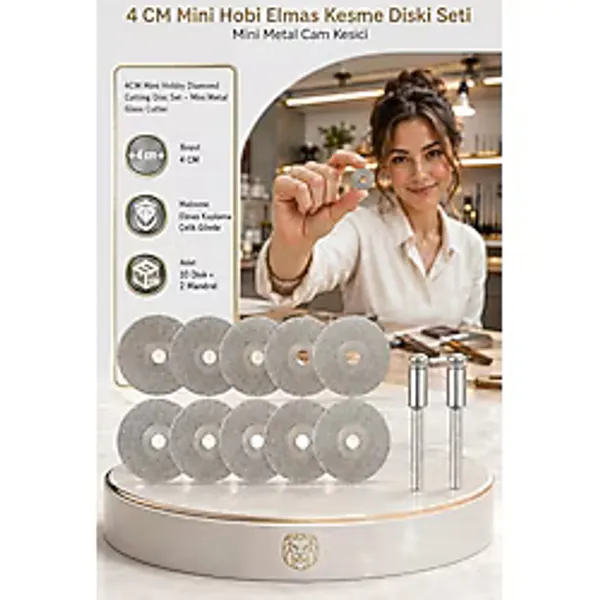 Transformacion 10 Adet 40 mm Elmas Kesici Disk Seti, Mini Cam Metal Ahşap Kesme Ucu 723234