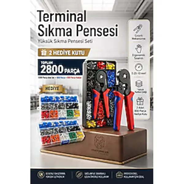 Transformacion 2800 Parça Terminal Sıkma Pensesi + Yüksük Sıkma Pensesi Kablo Pabucu Seti Hsc8 6-4A 722484 723508